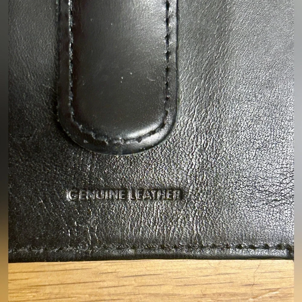 Black Leather Slim Card Holder Wallet with clip